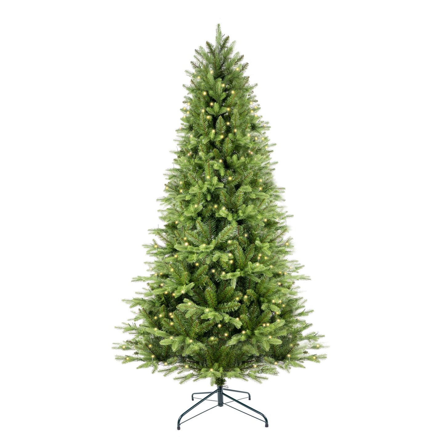 7.5 ft Pre-Lit Green Everett Balsam Christmas Tree – 550 Multi-Colour LED Lights for Home & Office Holiday Decor 2024