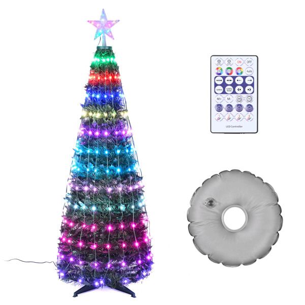 5 ft Pre-Lit Artificial Christmas Tree with RGB LED Lights & Lighted Star Finial – Colorful Holiday Decor for Christmas 2024