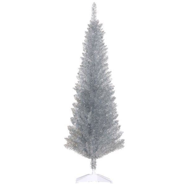 5ft Slim Pencil Silver Artificial Christmas Tree – Lush Holiday Decor for Small Spaces, Perfect for Christmas 2024