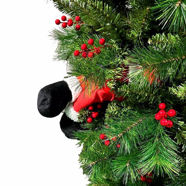 7.5 FT Inverted Christmas Tree with Santa's Legs & Berries - Unique PVC Holiday Decoration for Festive Celebrations