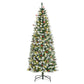 6ft Pre-Lit Snow-Flocked Christmas Tree with Realistic Branches, 618 Tips & 300 LED Lights for Festive Holiday Decor 2024