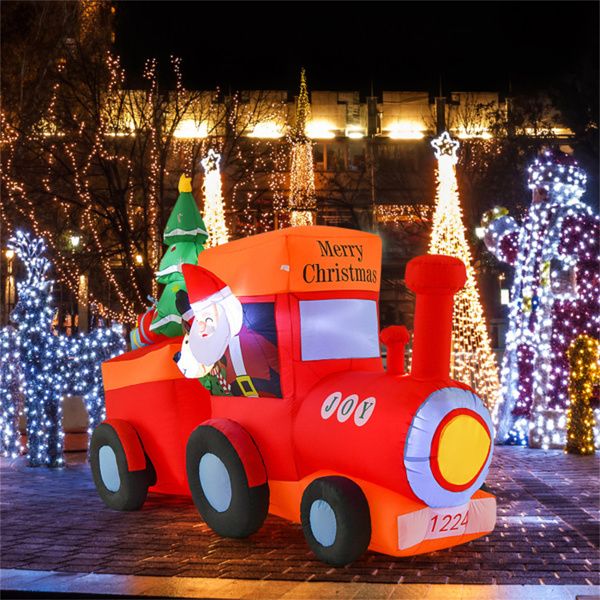 8.6 ft LED Lit Inflatable Christmas Train – Colorful Holiday Decor for Outdoor Use, Christmas 2024