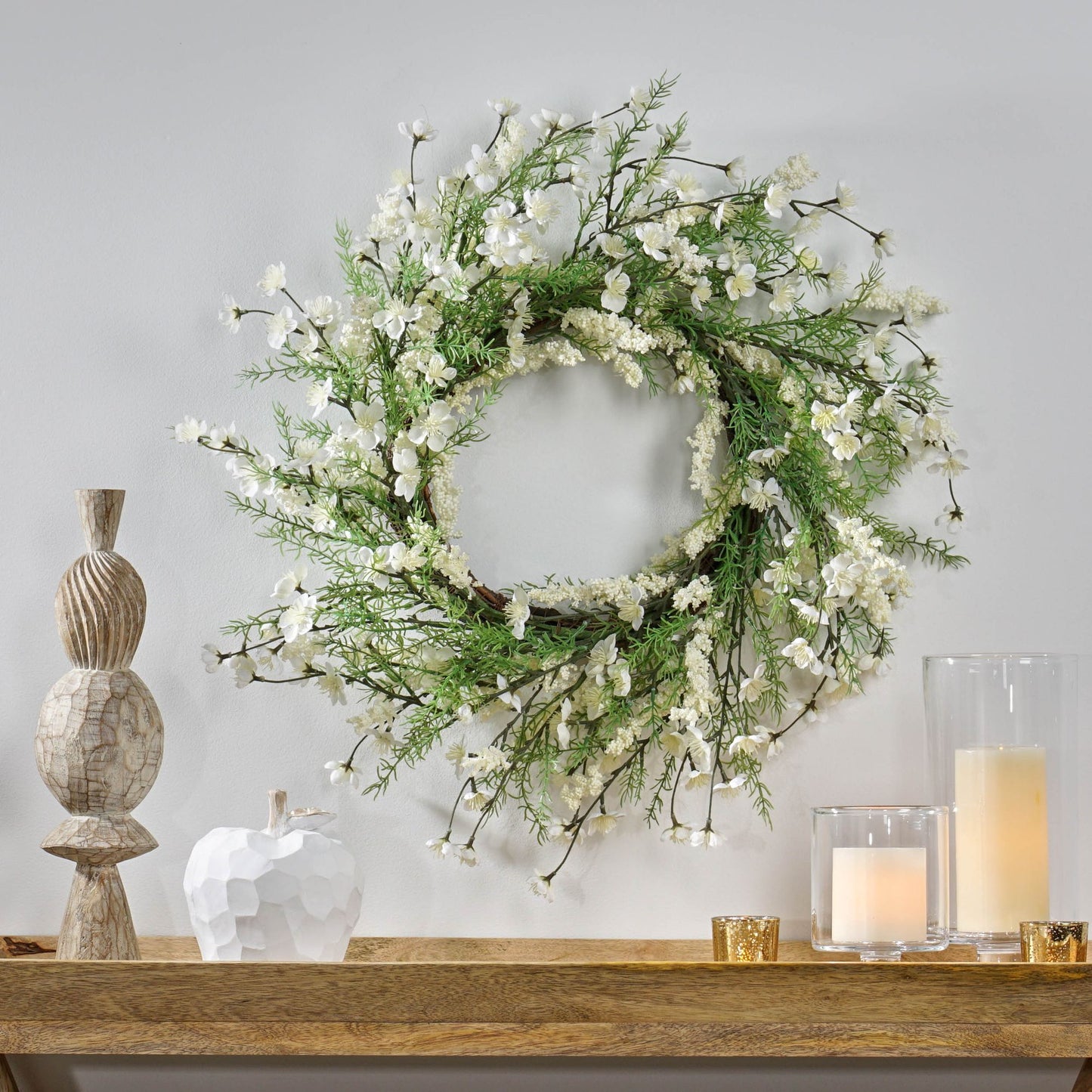 30-inch Silk Plum Blossom Wreath – Spring-Inspired Floral Decor for Year-Round Use, Home Accent 2024