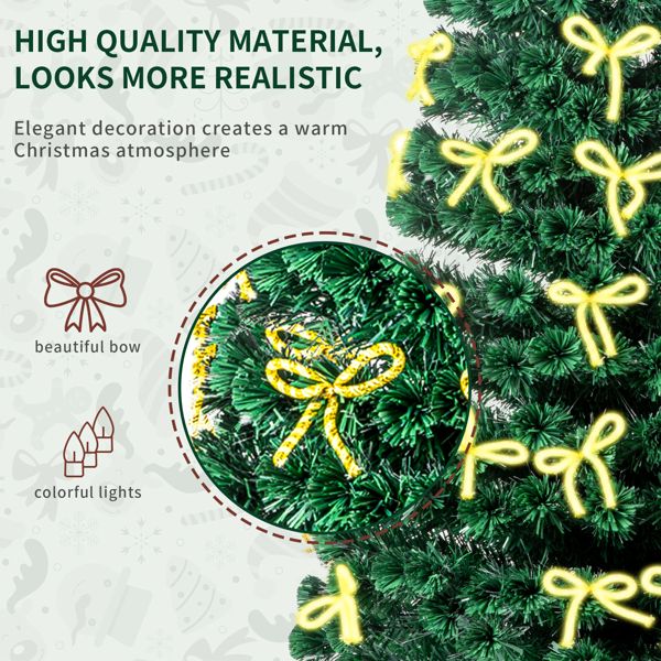 7.5ft Pre-Lit Color Changing Fiber Optic Christmas Tree with Pine Cones and Red Berries for Holiday Decor 2024