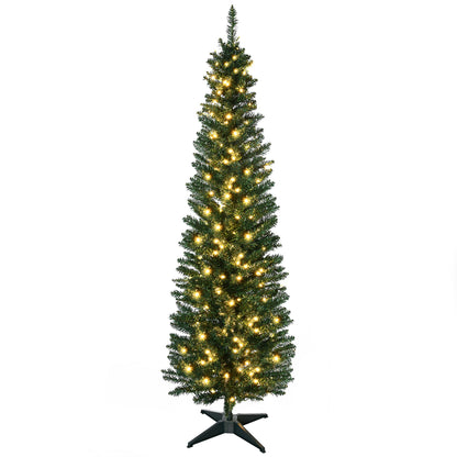 5 ft Pre-Lit Slim Noble Fir Christmas Tree – Realistic Green Decor with 110 Warm LED Lights, Perfect for Holiday 2024