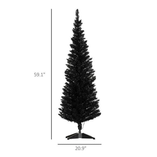 5 ft Slim Pencil Christmas Tree – Pre-Lit with Warm White LED Lights, Perfect for Small Spaces Holiday Decor 2024