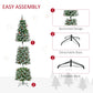 7.5 ft Pre-Lit Snow-Flocked Artificial Christmas Tree with Realistic Branches, 350 LED Lights, Pine Cones & Berries for Holiday Decor 2024