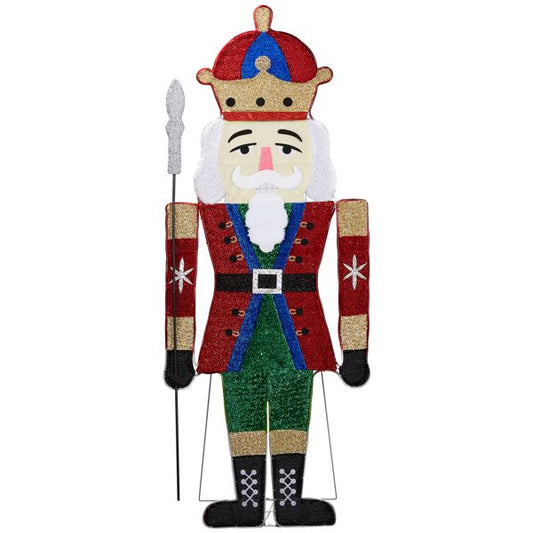 Lighted Nutcracker Soldier Decoration – 66-inch Pre-lit with 162 LED Warm White Lights, Indoor/Outdoor Holiday Decor 2024