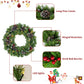 Pre-lit Artificial Christmas 4-Piece Set,Garland, Wreath and Set of 2 Entrance Trees