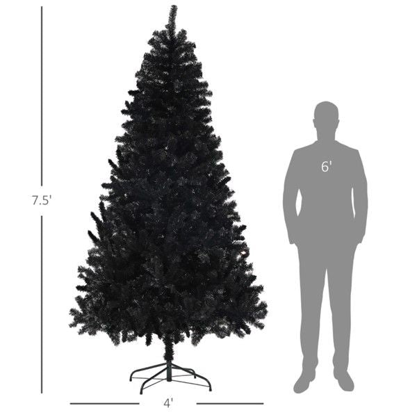 7.5 ft Black Christmas Tree – Realistic Holiday Decor for Indoor Use, Perfect for Halloween & Christmas 2024