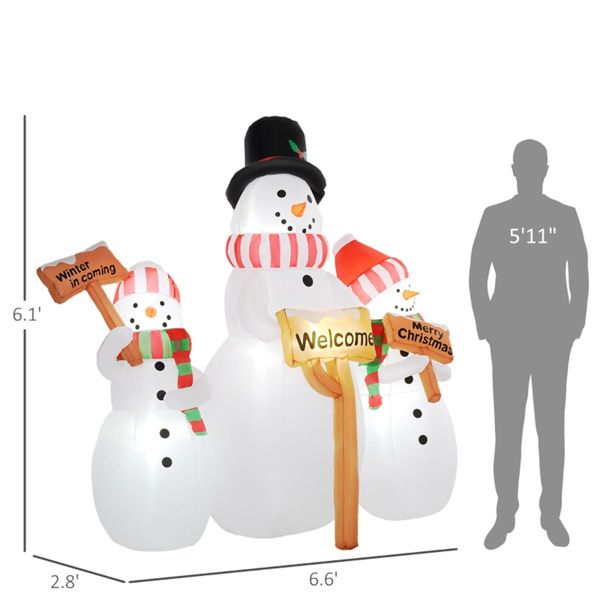 Inflatable Christmas Snowman Trio – LED Lit, Outdoor Safe Holiday Decor, Christmas 2024