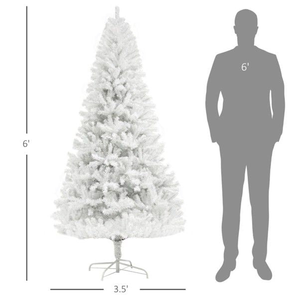 6ft White Christmas Tree – Realistic Holiday Decor with Flame Retardant Branches, Perfect for Indoor Use Christmas 2024