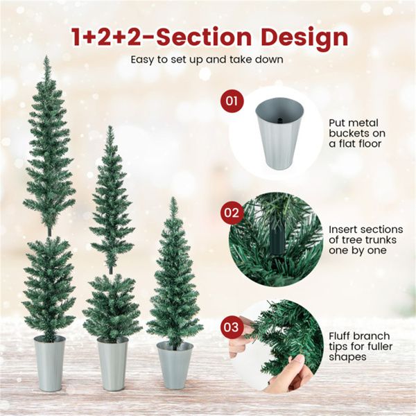 3 PCS Slim Pencil Artificial Christmas Tree Set – Lifelike Holiday Decor for Small Spaces, Perfect for Christmas 2024