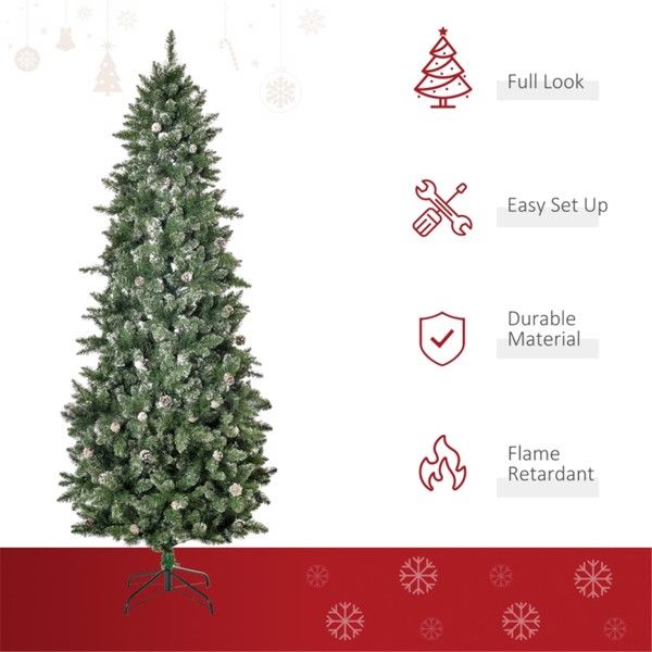 7.5 ft Snow-Dipped Pinecone Christmas Tree – Lush Realistic Holiday Decor for Home & Office Christmas 2024