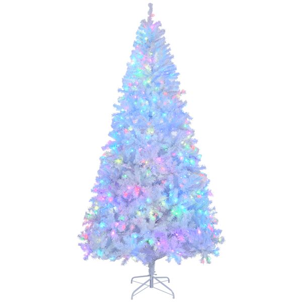 8 FT White Pre-Lit Christmas Tree with 500 RGB Lights – APP Controlled Holiday Decor for Home, Office & Parties 2024