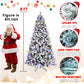 7.5 ft Pre-Lit Snow-Flocked Christmas Tree with 10-Function LED Lights – Vibrant Holiday Decor for Home Celebrations 2024