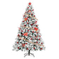 7.5 ft Pre-Lit Green Flocked Christmas Tree with 1450 Branches and Warm LED Lights - Perfect Holiday Decor for Christmas 2024