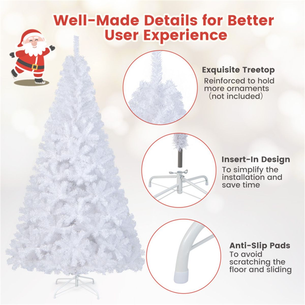 7 ft Realistic White Christmas Tree – Eco-Friendly PVC with Metal Stand, Perfect Holiday Decor for Christmas 2024