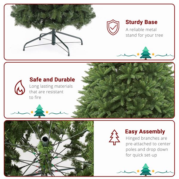 12ft PVC Christmas Tree with 7794 Tips - Automatic Structure, Durable Green Holiday Decor for 2024