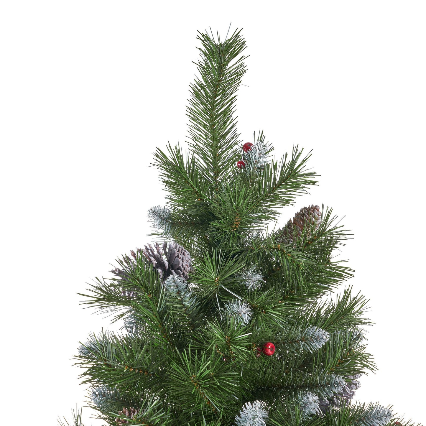 7 ft Frosted Christmas Tree with Pine Cones and Red Berries – Elegant Holiday Decor for Home, Christmas 2024