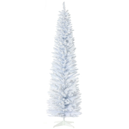 7 ft Slim Snow-Flocked Artificial Christmas Tree - Realistic Indoor Decor with Plastic Base, Perfect for Holiday 2024