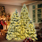 4FT, 6FT & 7.5FT Pre-Lit Snow-Flocked Christmas Tree Set with Pine Cones - Artificial Hinged Design, 820 LED Lights & 11 Flashing Modes for Festive Home Decor 2024