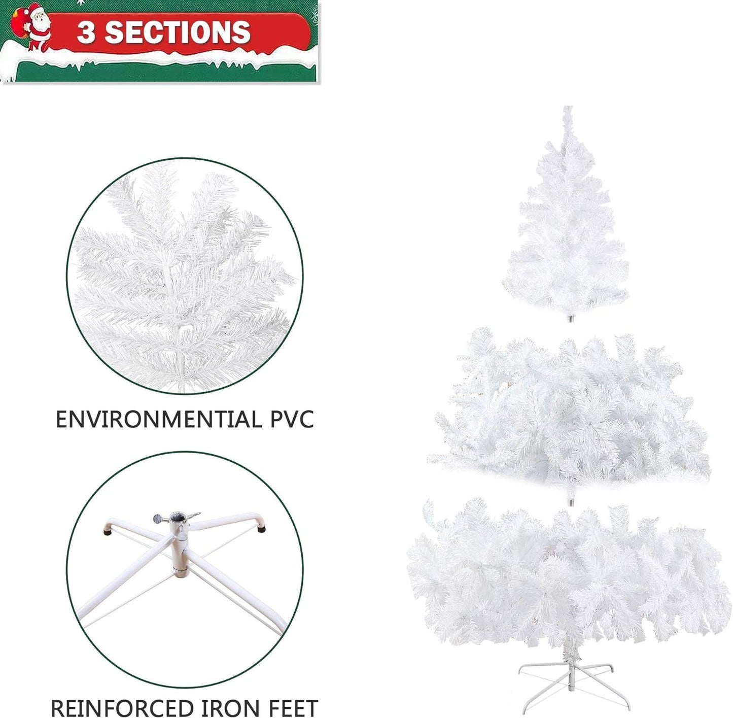 6 ft Unlit Premium Spruce Artificial Christmas Tree – Eco-Friendly PVC, Sturdy Metal Stand, Perfect for Home & Office Holiday Decor 2024