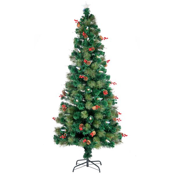 7.5 ft Pre-Lit Green Christmas Tree with Colorful LED Lights and 300 Branch Tips for Festive Holiday Decor 2024