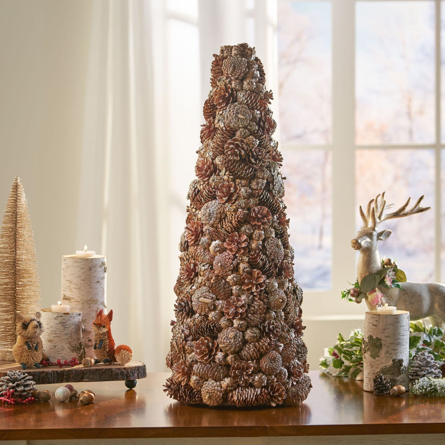 Pine Cone Rustic Tabletop Christmas Tree - 26.5" Natural Holiday Decor for Festive Home Decoration 2024