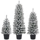 Set of 3 Snow-Flocked Pre-Lit Christmas Trees – 3/4/5 FT with Warm LED Lights, Perfect Holiday Decor for Home & Office 2024