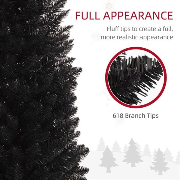 8 ft Slim Pencil Black Christmas Tree – Lush & Full Holiday Decoration for Home, Perfect for Christmas 2024