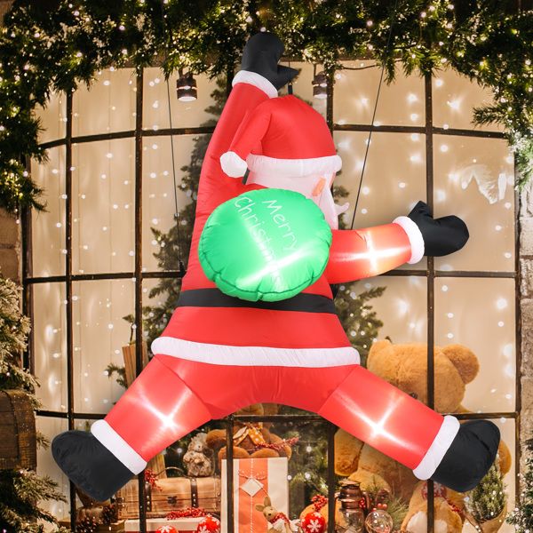 Inflatable Hanging Santa Claus Decoration – 4.9 FT with LED Lights, Fun Outdoor Display for Lawn or Garden, Christmas Decor 2024