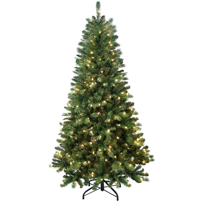 6FT Realistic PE/PVC Christmas Tree with LED Lights – Fluffy Holiday Decor for Festive Season 2024