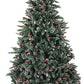 7 ft Snow-Flocked Artificial Christmas Tree with 1390 Tips and Red Cherry Decor for Festive Indoor and Outdoor Holiday 2024