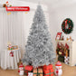 8 FT Silver Unlit Christmas Pine Tree – Lush Hinged Design with 1350 Branch Tips, Ideal Holiday Decor for Homes 2024