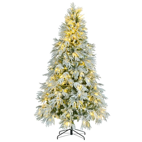 7.5 ft Pre-Lit Snow Flocked Christmas Tree – Artificial Holiday Decor with 350 Multi-Color LED Lights, Ideal for Home & Office Christmas 2024