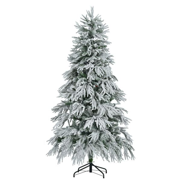 6FT Pre-Lit Snow-Flocked Christmas Tree with Colorful LED Lights – 790 Branch Tips, Perfect Holiday Decor for Home & Office 2024