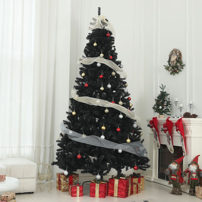 9ft Unlit Black Christmas Tree – 2132 Branch Tips, Auto Open Design, Steel Base for Home & Office Holiday Decor 2024