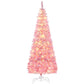 6 ft Snow-Flocked Pink Pencil Christmas Tree – Pre-Lit with Warm White LED Lights, Perfect for Festive Home Decor 2024