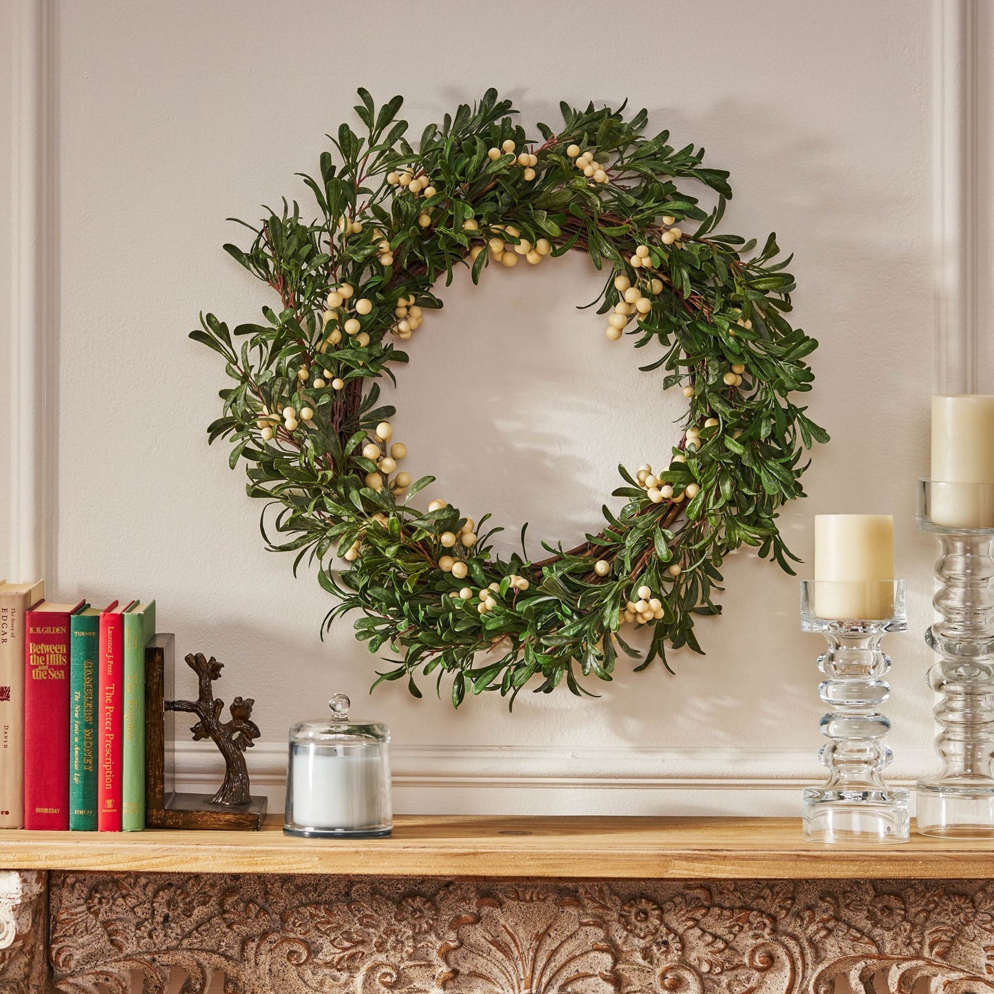 29-inch Snowberry Wreath – Elegant Winter Charm with White Berries, Perfect for Front Door, Christmas Decor 2024