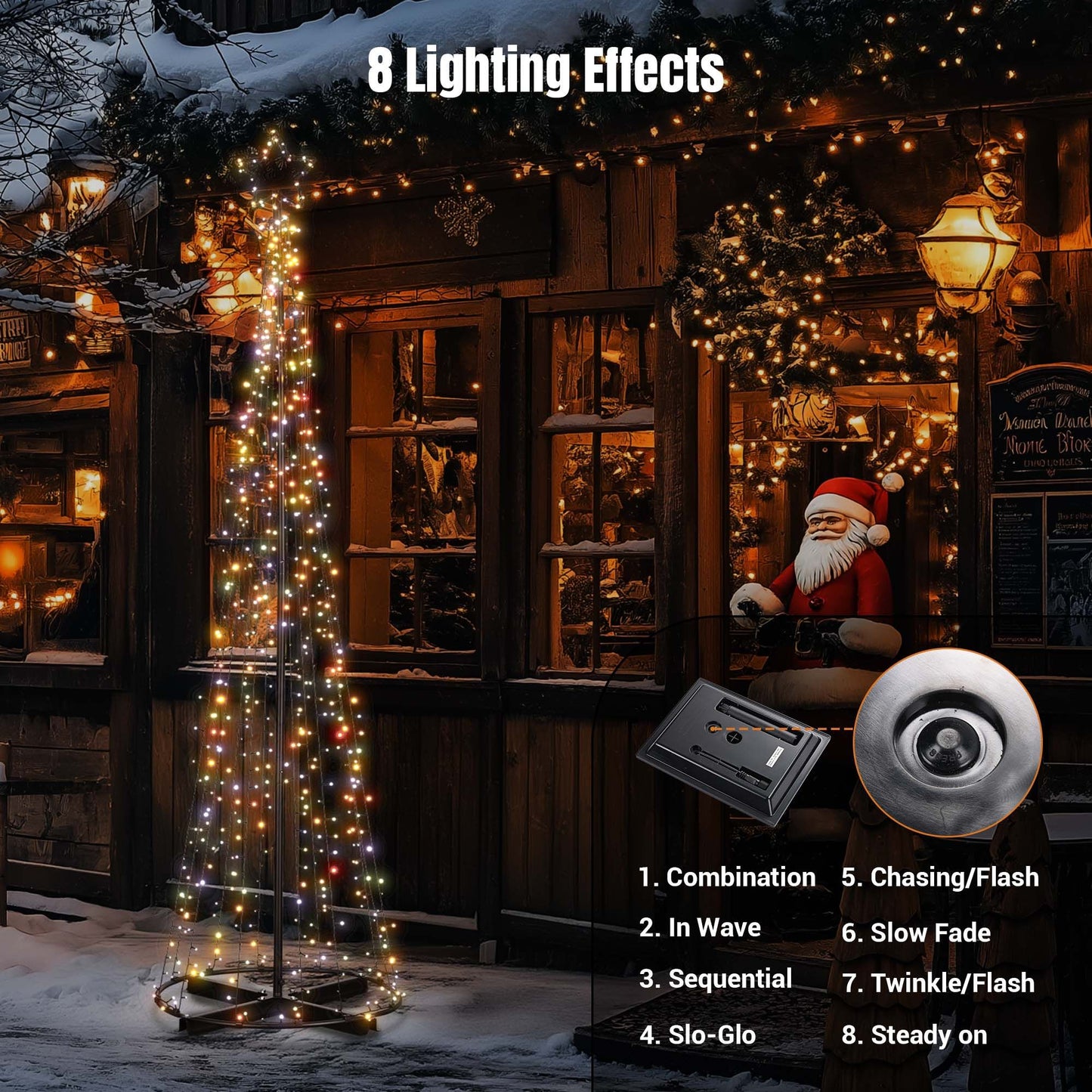 9 ft Solar-Powered Multi-Color LED Christmas Cone Tree Light - Stunning Outdoor Holiday Decor for Christmas 2024