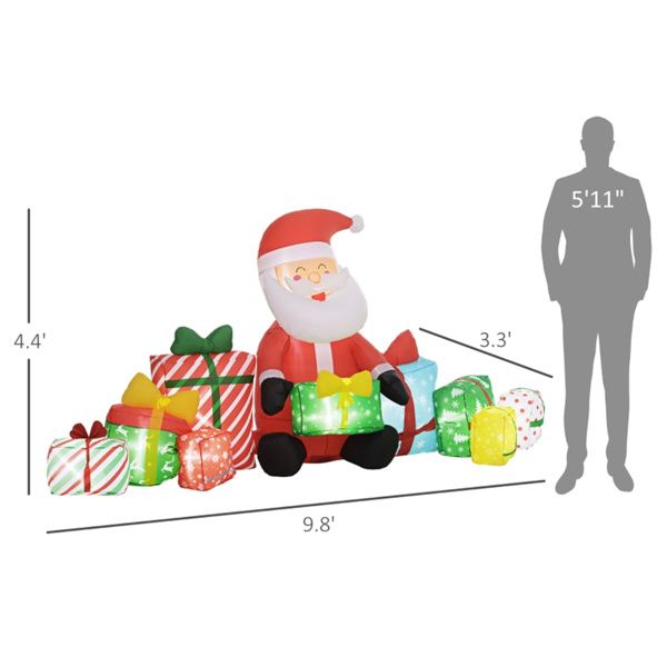 Inflatable Santa Claus Decoration with LED Lights – 118-inch Outdoor Friendly for Holiday Cheer, Christmas Decor 2024