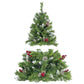 Pre-lit Artificial Christmas 4-Piece Set,Garland, Wreath and Set of 2 Entrance Trees