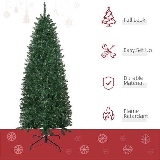 9 ft Slim Pencil Christmas Tree – Realistic Green Holiday Decor for Small Spaces, Perfect for Christmas 2024