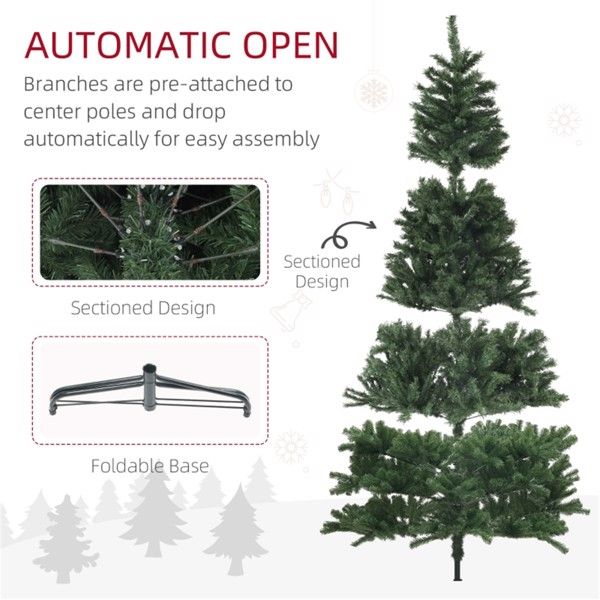 9ft Realistic Green Christmas Tree - Natural Look with 2132 Tips, Perfect Holiday Decor for Home & Office 2024