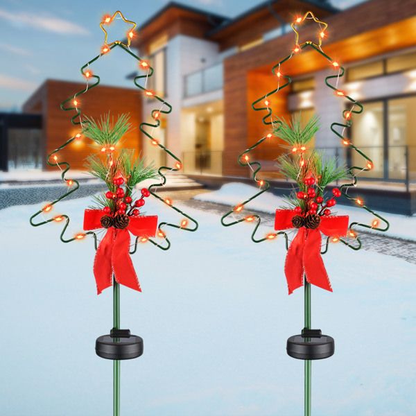 Christmas Pathway Lights Outdoor Decorations, Solar Christmas Tree Garden Decorative Stake Lights Waterproof Walkway Lights for gardens, backyards, lawns, paths, patios, landscapes