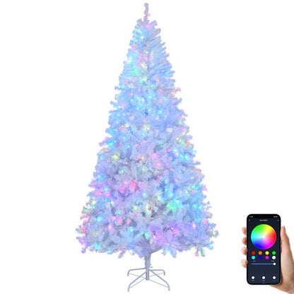 7 ft Pre-Lit White Christmas Tree with 400 RGB LED Lights – App Controlled Holiday Decor for Home & Office Christmas 2024