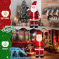 6FT Pre-lit Waving Santa Decoration – Sparkly Plush Fabric with 180 Warm White LED Lights, Indoor/Outdoor Holiday Decor 2024