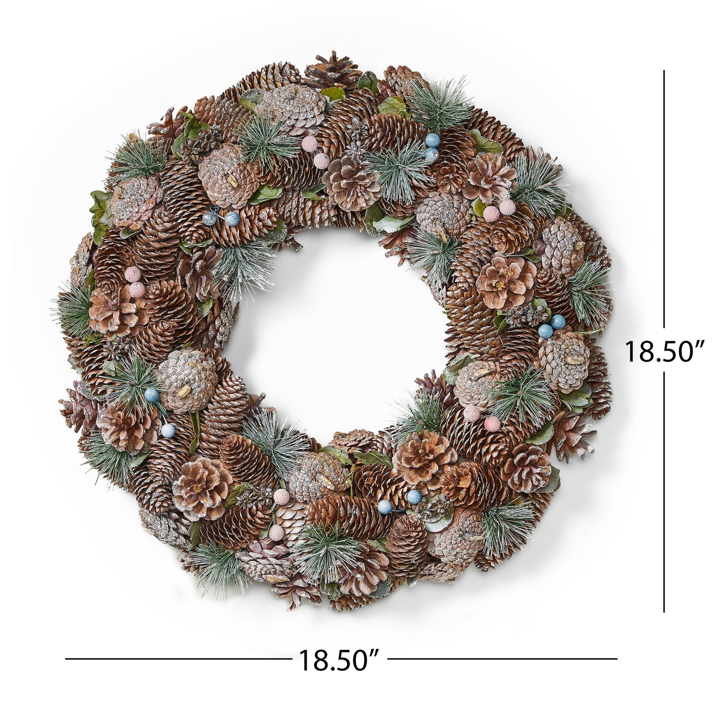 Natural Pine Cone Christmas Wreath – 18.5-inch Glitter Accents, Perfect for Front Door Decor, Holiday 2024