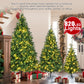 8FT, 6FT, 4FT Pre-Lit Pencil Christmas Trees, 3-set Slim Artificial Christmas Tree With Snow Flocking, Xmas Holiday Decoration Tree, 1455 Branch Tips, 520 LED Lights, 11 Lighting Modes